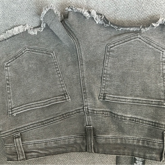 Fashion Nova Black Jean Shorts Distressed Frayed Hem - Picture 5 of 7